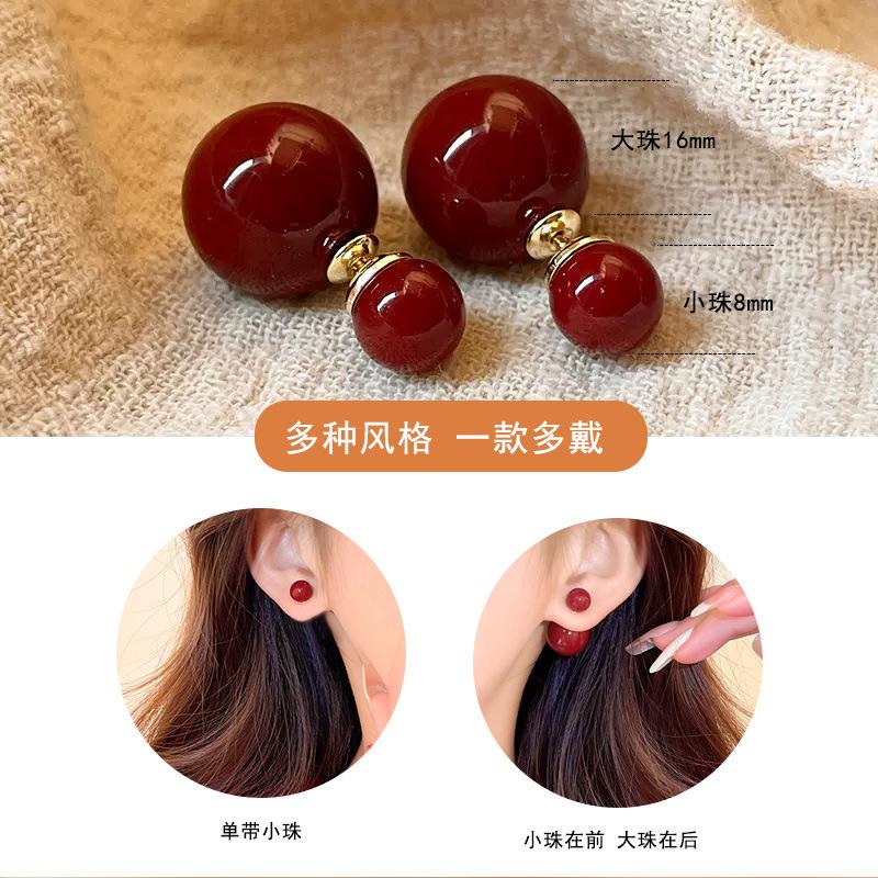 Product Introduction of S925 Silver Needle Double-Sided Pearl Earrings New Hot Style Light Luxury High-End Sense Elegant Niche Unique Jewelry for Women 4