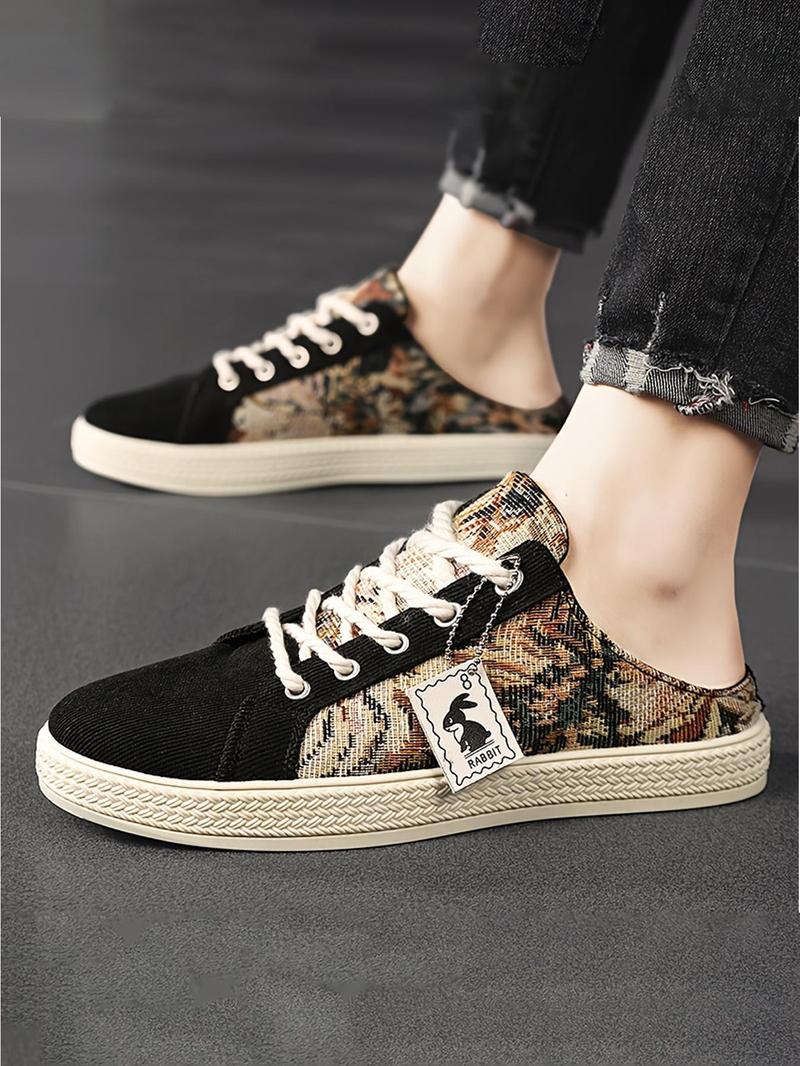 Product Introduction of Men's Patchwork Design Skateboarding Shoes, Sporty Comfortable Shoes for Daily Wear, Male All-match Round Toe Shoes for Daily Wear 3