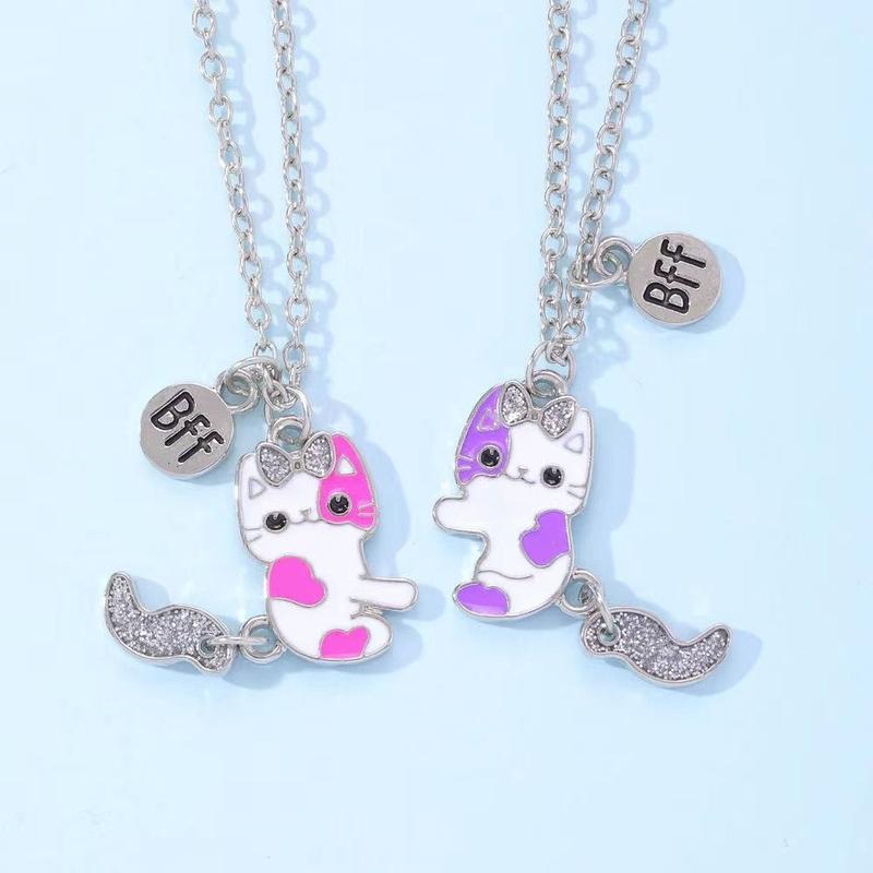 Product Introduction of Cute Cartoon Animals Best Friend Magnetic Necklace Electroplate Alloy Cartoon Pendant Necklace Jewelry Chain Magnet Necklace Friendship 11