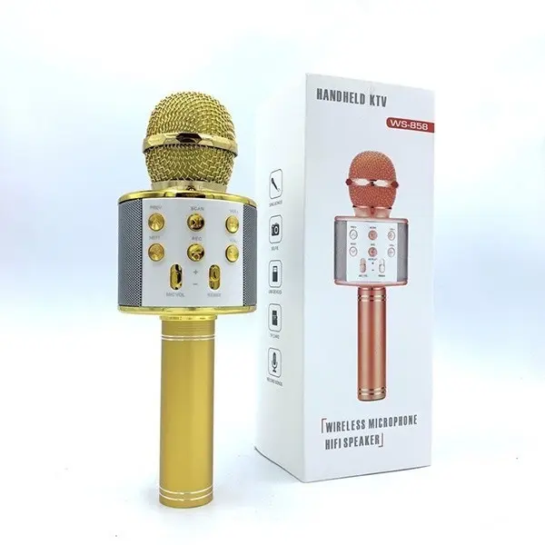 【Hàng Sẵn】Mic Hát Karaoke Kèm Loa Bluetooth WS-858 Đa Năng micro karaoke,mic bluetooth karaoke,karaoke bluetooth 3