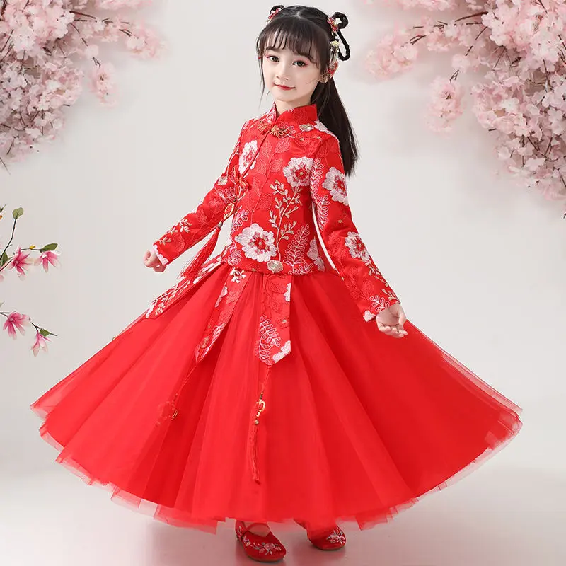 Quần Áo Trẻ Em, Thời Trang, Trang Phục Hán Phục Trung Quốc Cho Bé Gái, Thích Hợp Cho Trẻ Em Trung Và Lớn, Quần Áo Mùa Thu Và Mùa Đông, Phong Cách Siêu Thanh Lịch, Trang Phục Trung Hoa, Bộ Đồ Đường Cần Tây Cho Bé Gái 1