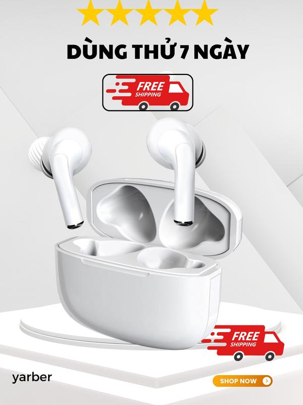 TAI NGHE SẤM RỀN BÊN TAI BẢN KHÔNG CHỐNG ỒN SIÊU BASS CHƠI GAME PUBG TAI NGHE BLUETOOTH,PIN 6H-8H,CHỐNG NƯỚC IPX6 Micrô tích hợp Khử tiếng ồn Không dây Nhét tai Micrô tích hợp Earphone