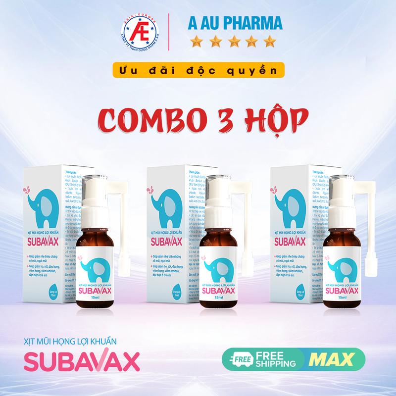 [Combo 3 hộp] Sản Phẩm Xịt mũi họng lợi khuẩn Subavax (15ml)