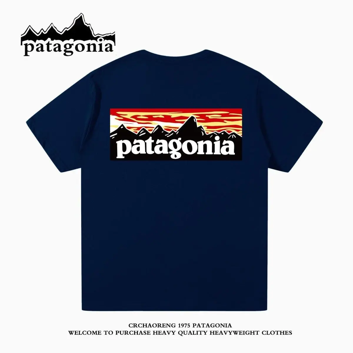 Patagonia Classic Flame Mountain Outdoor Short Sleeve T-shirt for Men and Women Loose Sports Couple
