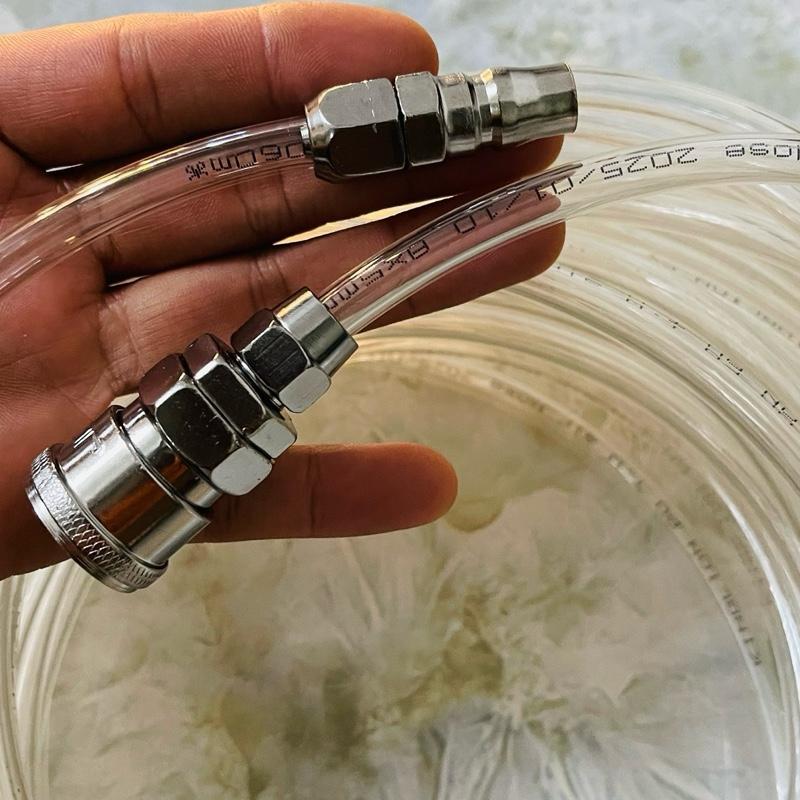Ống hơi khí nén PU Phi 8 màu  và bộ khớp nối tự động Phi 8 dài 5,10,15,20mét có khớp nối chống gỉ 3