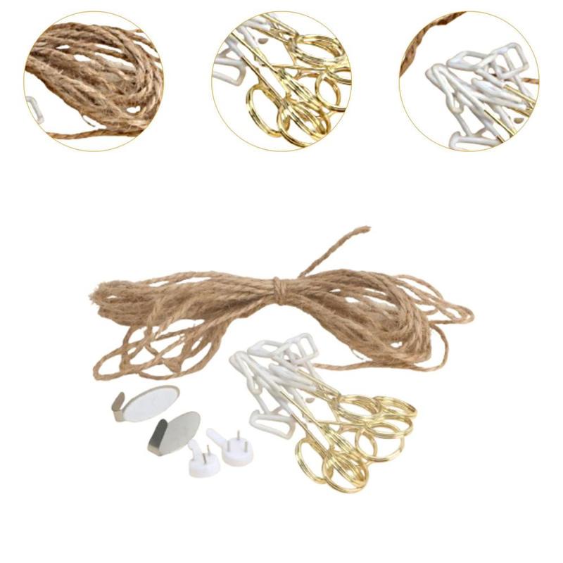 Product Introduction of DIY Picture Photo Hanging Display with Jute Rope 12 Clips Versatile for Bedroom Nursery Lightweight Rustic Metal Wire Clips 1