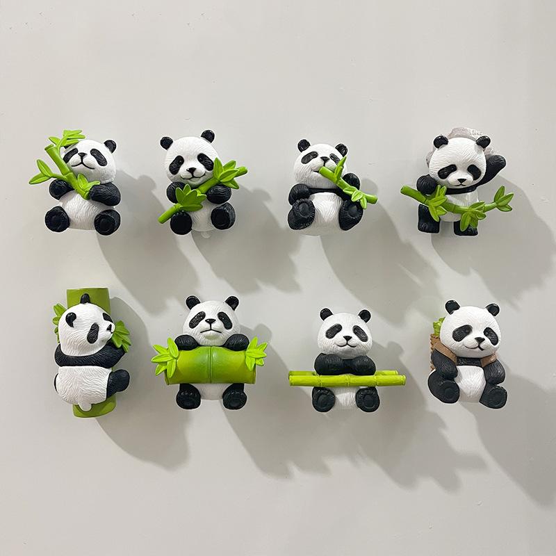 Product Introduction of Panda refrigerator magnet 8-piece set magnetic 3D stereo ice refrigerator home decoration ornaments magnet travel souvenir 3