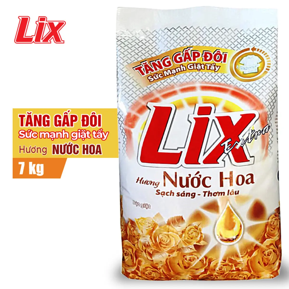 Bột Giặt LIX Extra Hương Nước Hoa, Sạch Sáng, Thơm Lâu BỊCH 7KG - Mã EH070