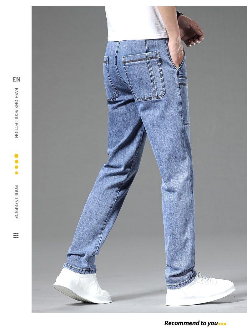 Product Introduction of Six-Pocket Men's Jeans Summer Super Elastic Straight Loose Elastic Zipper Pants Multi-Pocket Cargo Pants Men's Hard-Wearing Shorts 9