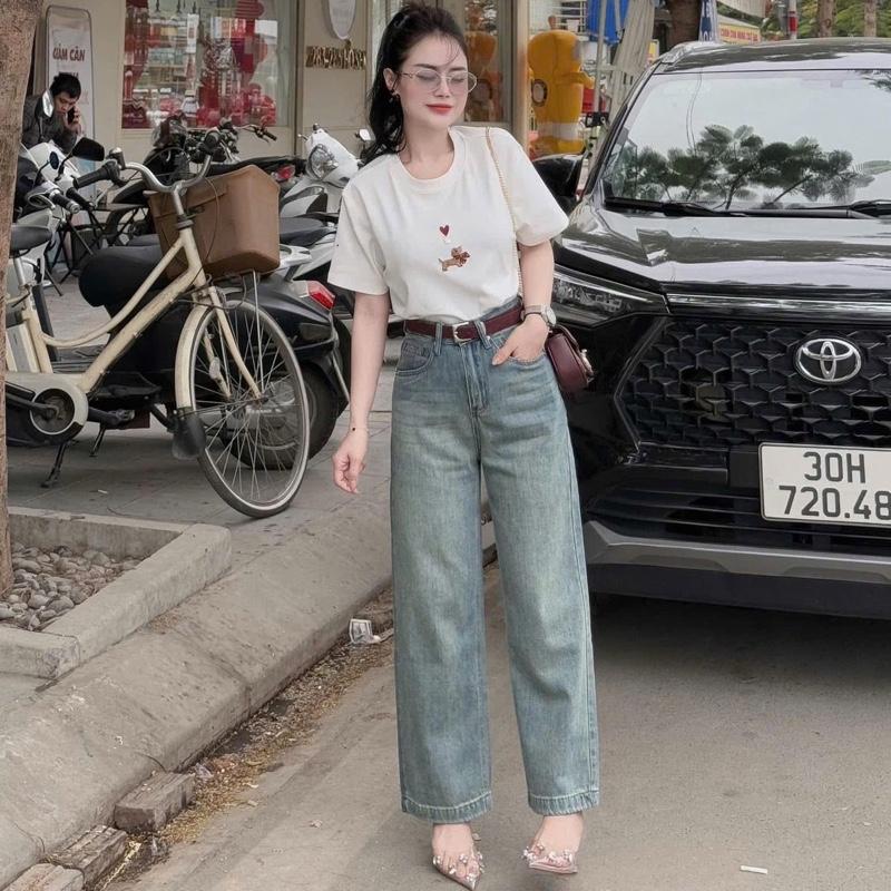 [NEW[ Quần jean suông đẹp túi vuông thêu chỉ đỏ dài 97cm  #7978-7979 [AN TÂY STORE68] 8