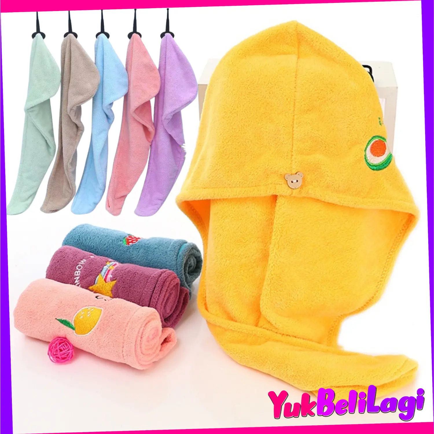 COD (YBL) BUNDLING ISI 2PCS Handuk Keramas Highquality Karakter Cepat Kering Fashion Wanita Magic Towel Hairtowel Handuk Kepala Turban Microbulu Handuk Keramas Kancing Kramas Handuk Rambut Onehand (BELI LOKAL)