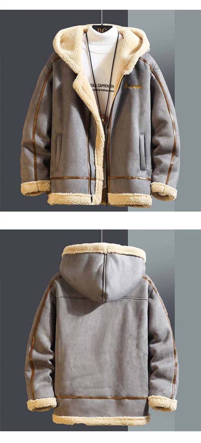 Product Introduction of Áo Khoác Lông Cừu Berber, Quần Áo Bảo Hộ Lao Động Nam, Lông Cừu, Áo Khoác Đi Xe Máy, Mùa Đông, Dày Dặn, Đệm Nhung, Quần Áo Bông, Áo Khoác Nam 23