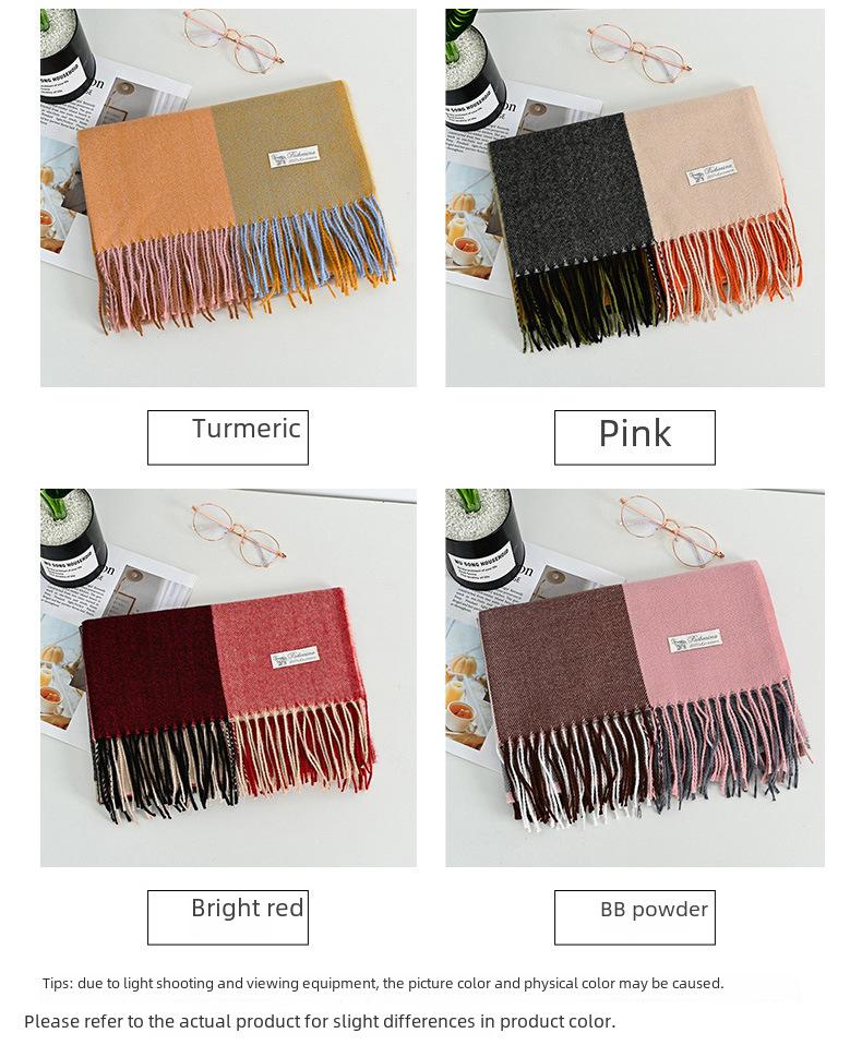 Product Introduction of New Plaid Scarf Women's Japanese and Korean Style Sweet Warm Scarf Fashion Shawl Autumn and Winter Artificial Cashmere Scarf enamel  pins selendang  bahu  klasik 9