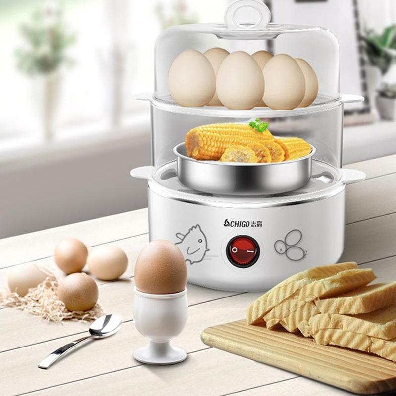 Nồi Hấp Mini 2 Tầng ChiGo ZDQ210, Nồi Hấp Thức Ăn Điện Đa Chức Năng 2 Lớp Chống Cháy Khi Hết Nước Làm Nóng Đều 360 Độ