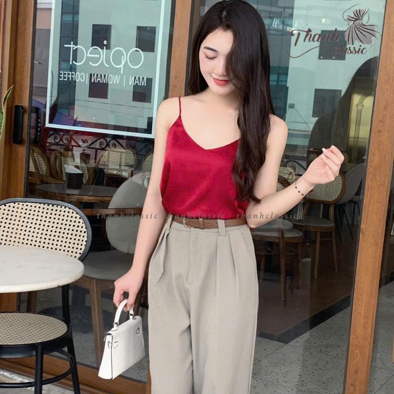 Áo 2 dây nữ cao cấp, áo vải lụa latin cao cấp mặc kèm blazer, chất vải mềm mịn, không nhăn - THANH CLASSIC Women 6