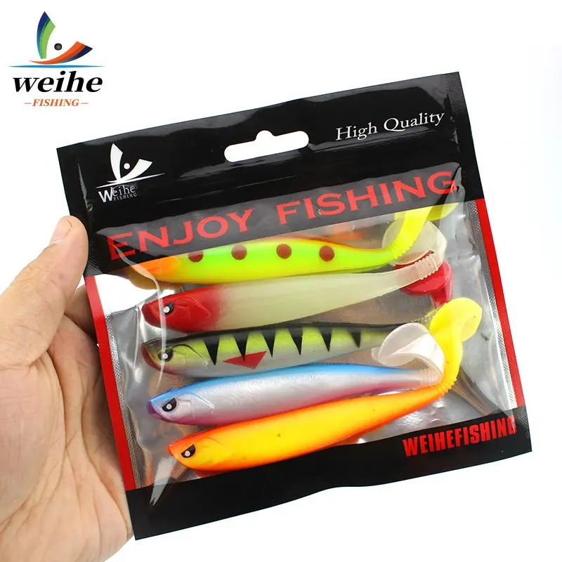 Special-shaped Eye T-tail Fishing Lure, 5 Counts/set Colorful Simulation Fishing Bait for Fishing Lovers, Soft Fishing Accessories for Outdoor Fishing 0