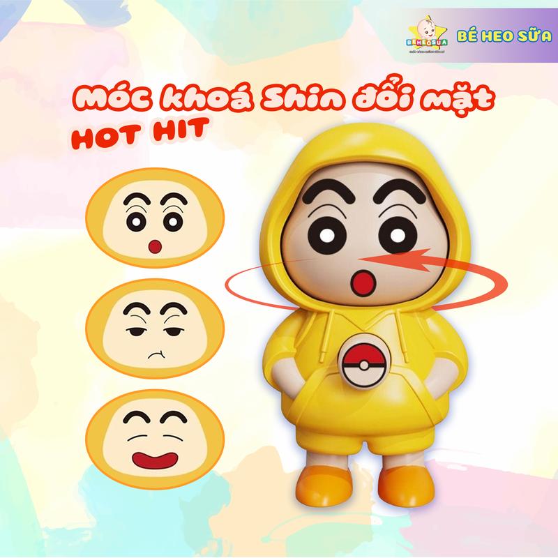 [HÀNG LOẠI 1] Búp bê thay đổi khuôn mặt Crayon Shin-chan, Búp bê móc khóa đổi đầu 3 sắc thái, Búp bê đổi đầu