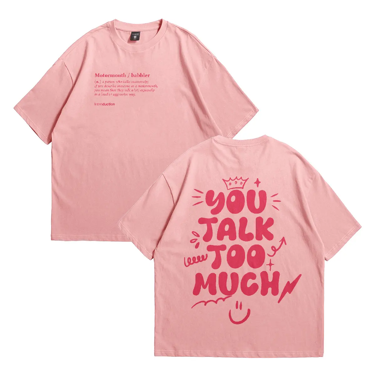 [Oversize] Kaos Distro Introduction Pria Wanita Baju Distro Original Cotton Combed 20s Oversize -YOU TALK TOO MUCH- Cowok Tebal Nyaman T-Shirt