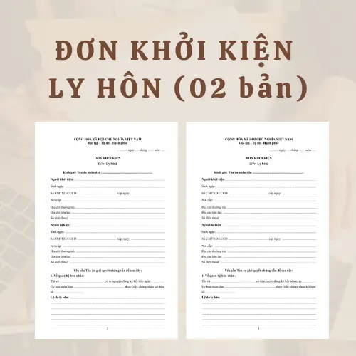 Mẫu giấy đơn khởi kiện ly hôn (trường hợp ly hôn đơn phương) - 02 bản kèm hướng dẫn soạn đơn