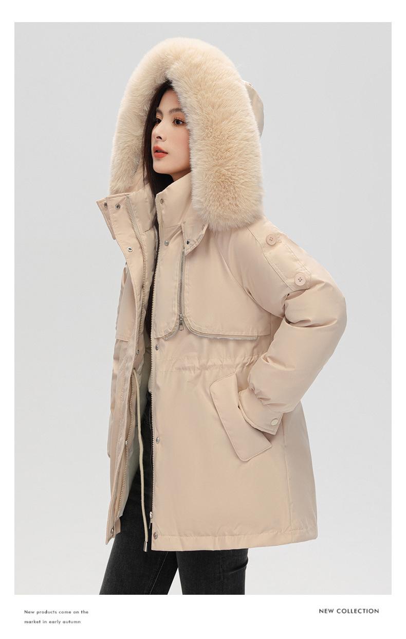 Product Introduction of Fashion Big Fur Collar down Cotton-Padded Jacket Women's Short 2023 New Winter Clothes Small Workwear Thickened Parka Cotton-Padded Jacket 19