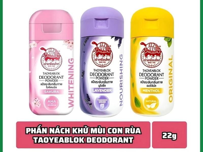  Combo 3 lọ Phấn Khử Mùi Con Rùa Taoyeablok Deodorant Powder Thái Lan 22gr Khử Mùi Hôi Son Nách 