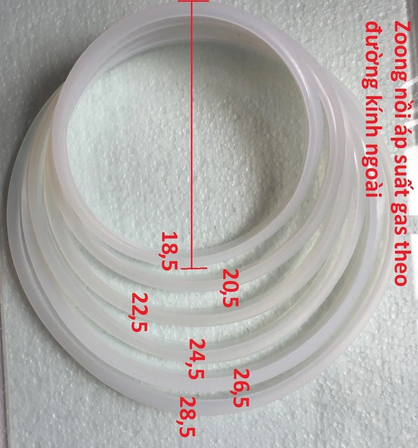 Gioăng nồi áp suất gas Supor - Zon dẹt 1 tay cầm các cỡ (roăng ga / zoăng / zoong / ron )