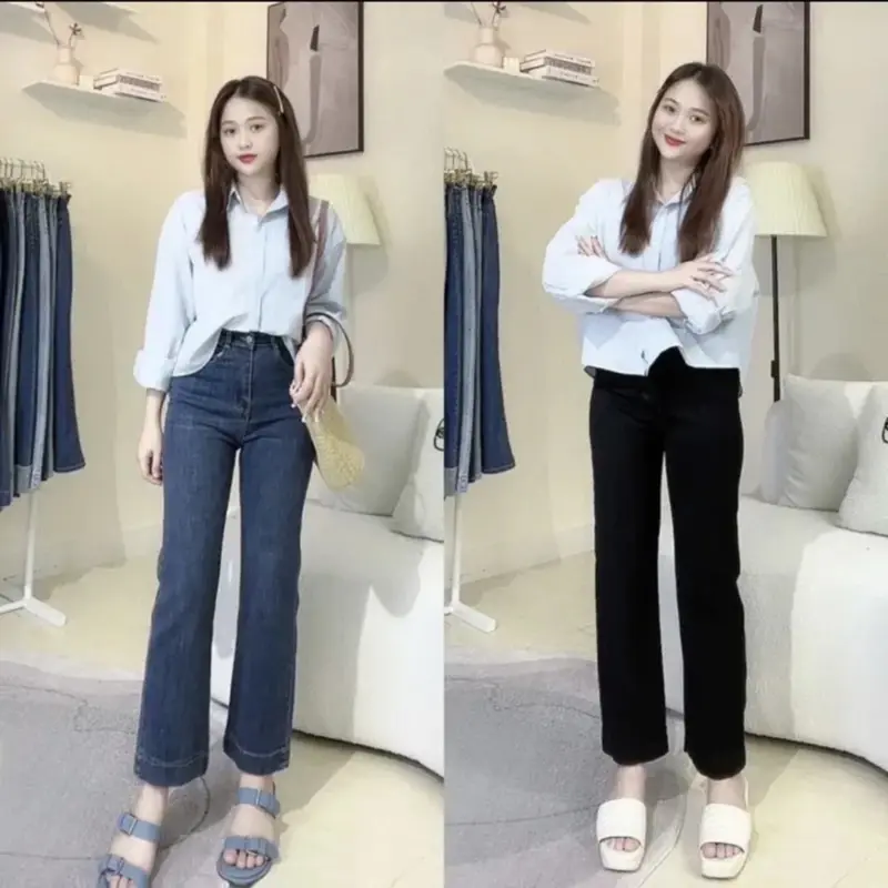 CH01 - Quần jean nữ ống đứng gấu to lưng cao co giãn 4 chiều Women 3
