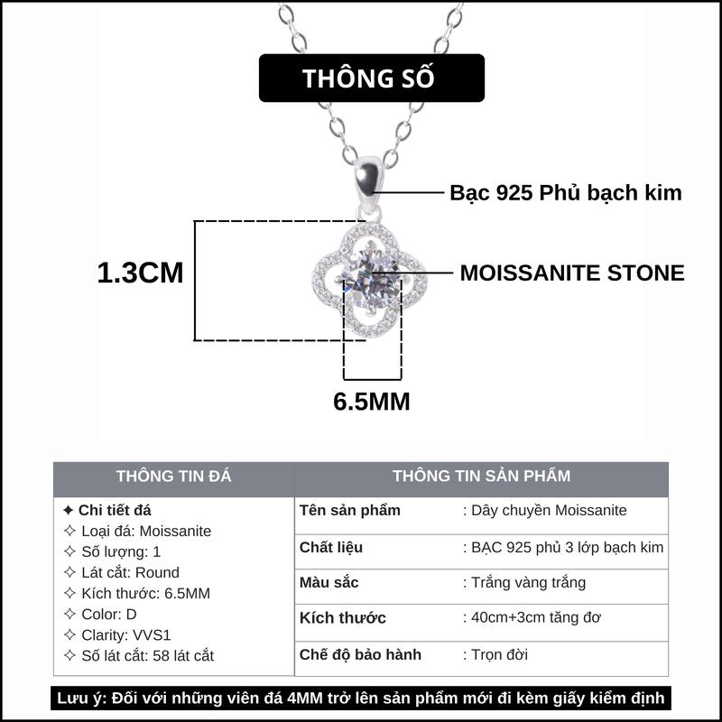 Product Introduction of [CHỨNG NHẬN GRA] Bộ Trang Sức Kim Cương MOISSANITE Bạc 925 Cỏ 4 Lá, Bộ Quà Tặng Hanada 1729 1881 1882 0