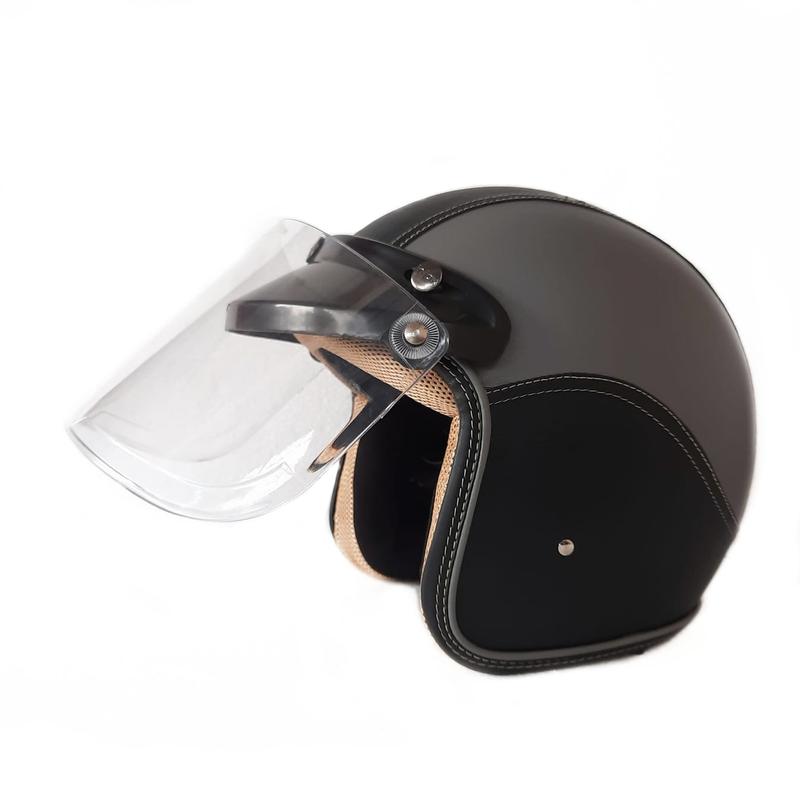 Helm Retro Pria Wanita Dewasa Combinasi Two Tone Hitam Abu 2