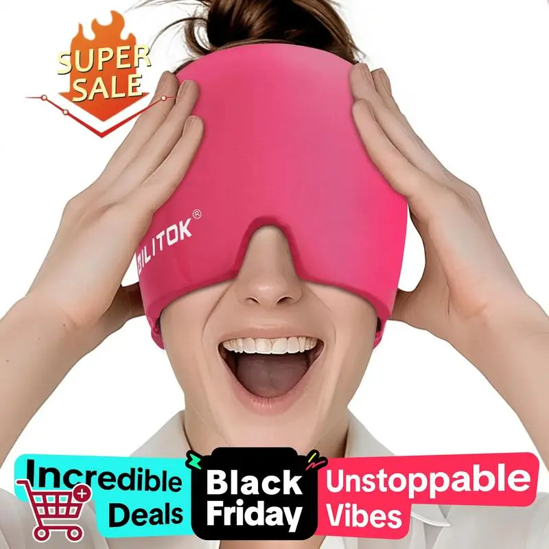 Migraine Headache Relief Cap, Gel lce Head Wrap for Tension and Stress Relief.Suitable for Home breaks, before sleep, office