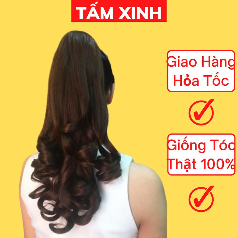 Đuôi tóc giả xoăn lọn dạng kẹp ngoạm - ĐUÔI TÓC 45CM