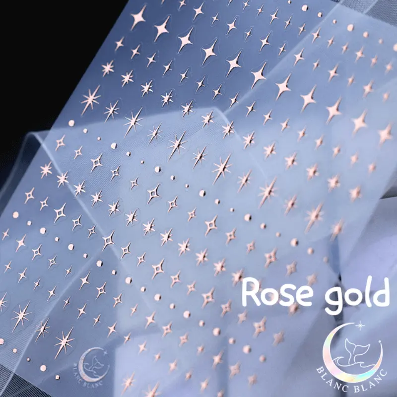 (Blanc Blanc)Miếng dán nail Blanc Blanc hoạ tiết ngôi sao lấp lánh Rose gold Sicker nail phong cách Hàn quốc (1ea)