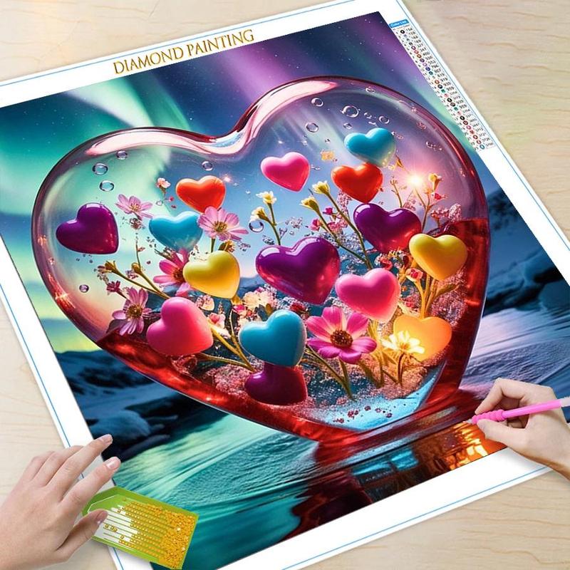 Heart Shaped 5D Diamond Arts Colorful Painting Kit, DIY Decorative Art Picture for Beginner, Wall Art Decor for Home Living Room Bedroom 2