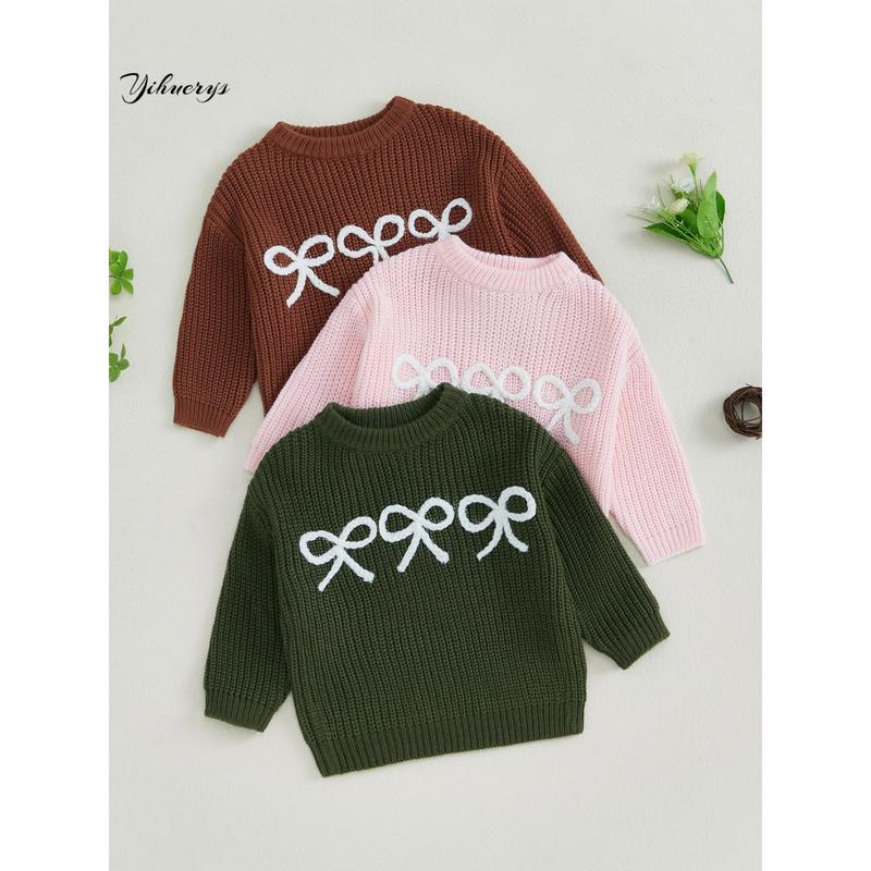 Product Introduction of Newborn Girl Sweater Casual Bow Embroidery Warm Knitted Long Sleeves Pullover Infant Knitwear for Toddler 39
