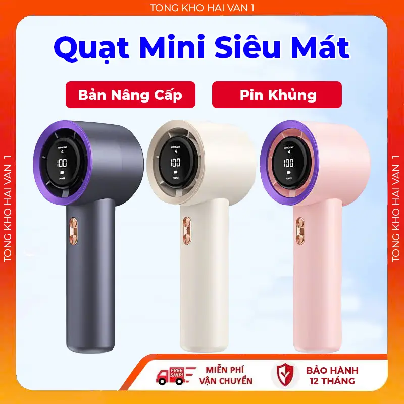 Quạt mini  M2 cầm tay 5000mAh di động có thể sạc gió mạnh 100 tốc độ turbo phản lực màn hình hiển thị pin