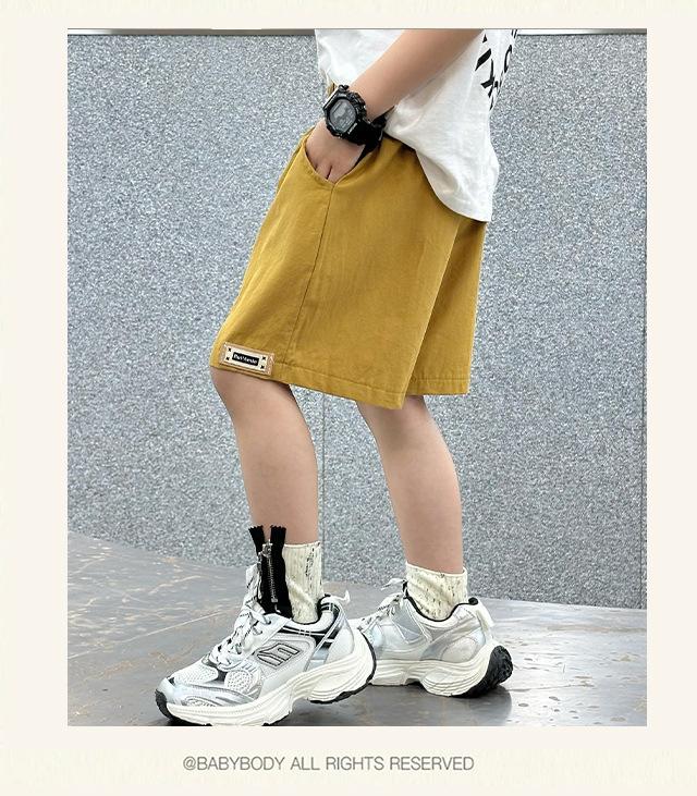 Product Introduction of Summer minimalist thin children's shorts for boys and girls, children's clothing for boys and girls, solid color cotton pants for boys 18