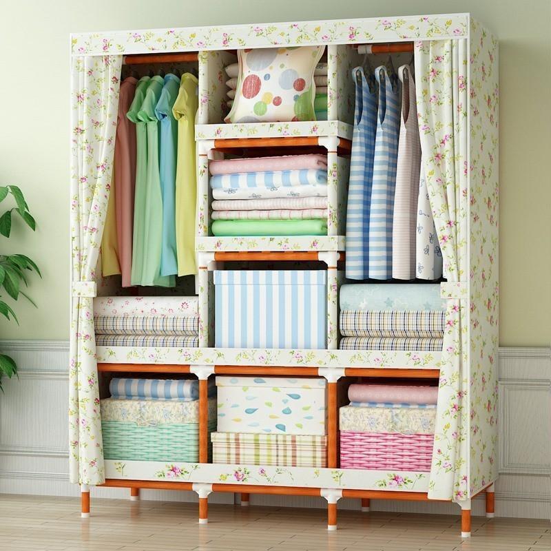 【Miễn Phí VC Toàn Quốc giá móc quần áo vải khung gỗ 3 buồng 6 mới ngăn đựng quần áo loại thường có bảo hành 12 tháng của tuvaicaocapvn gấp gọn đa năng treo quần áo