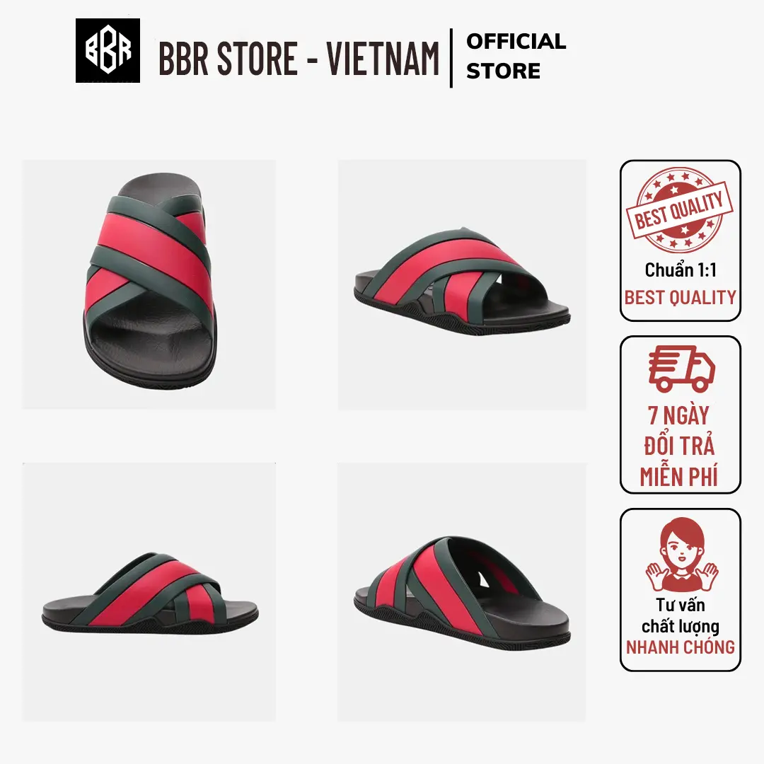 [Hight Quality] Dép Quai Chéo Kẻ Sọc Full Box Thẻ - Bảo Hành 3 Tháng depnam  chat