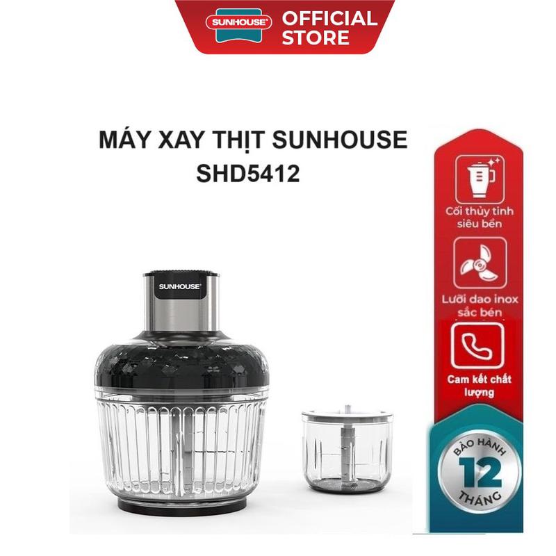 Máy xay thịt cối thủy tinh đa năng SUNHOUSE SHD5412 - Công suất 300W - Dung tích 2L