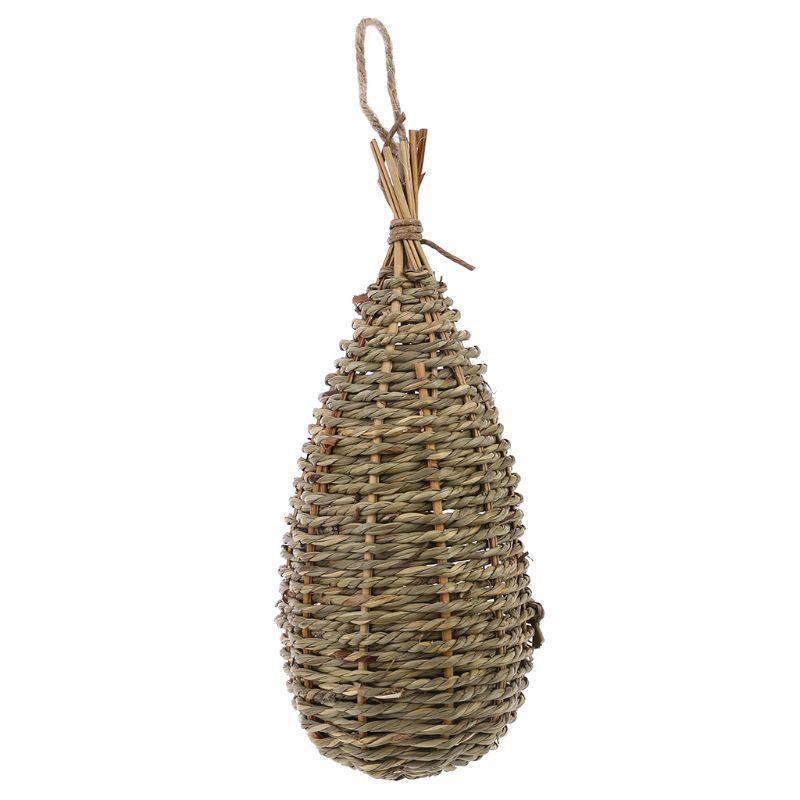 Product Introduction of Hanging Bird House Pastoral Style Birdhouse Natural Fiber Finch Bird Nest Hut Outdoo Cage Hand-woven Straw Rope Shelter Hideaway 8
