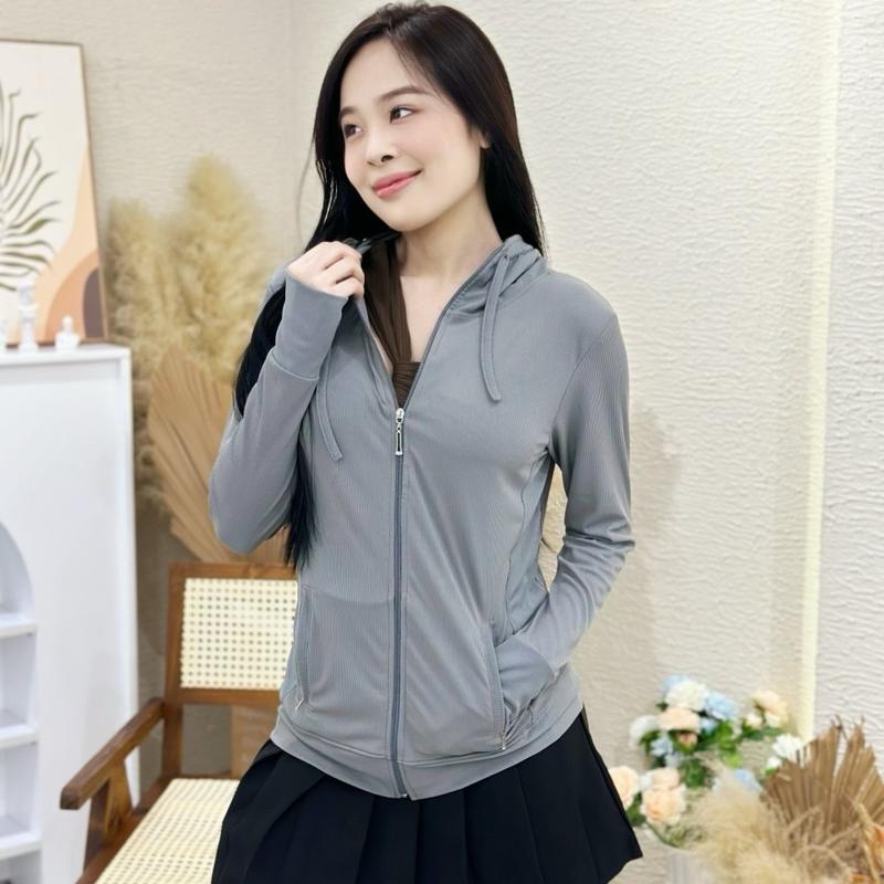 (Có nón) Áo khoác thun tăm lạnh 4 túi ôm gọn