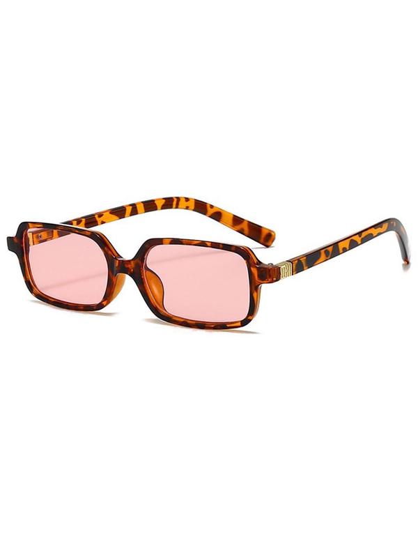 Unisex Simple Style Plain Color Sunglasses, Trendy Casual Rectangle Frame Sunglasses for Everyday Use, Fashion Accessories for Outdoor Activities 5
