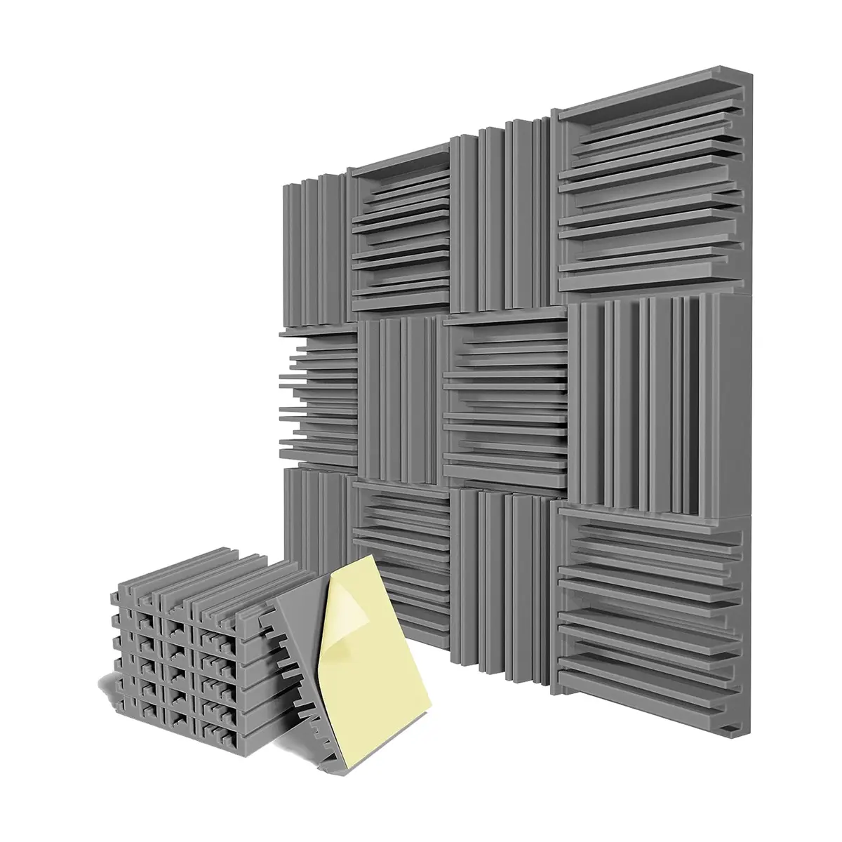 6 Pcs Self-Adhesive Acoustic Foam Panels,12 X 12 X 2 Inches Sound Absorbing Foam,Recording Studio Sound Proof Foam