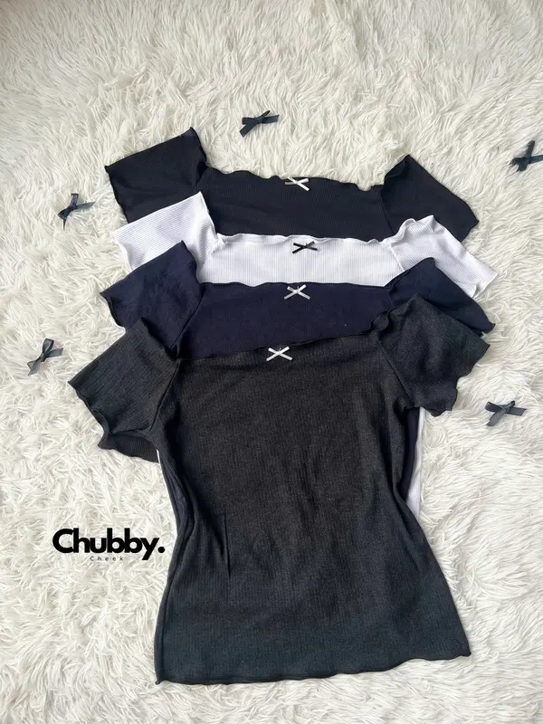 (Có Bigsize) A01 Áo thun ngắn tay, áo trễ vai viền bèo chất co giãn, mát, thoải mái dành cho nữ từ 50-80kg Chubby Cheek 8