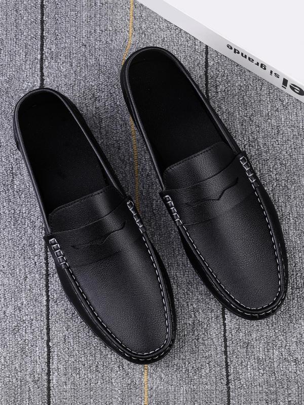 Men's 1 Pair Minimalist Plain Round Toe Slip-on Shoes, Casual Business Style Flat Shoes For Daily Wear, Lightweight Breathable Comfortable Shoes 5