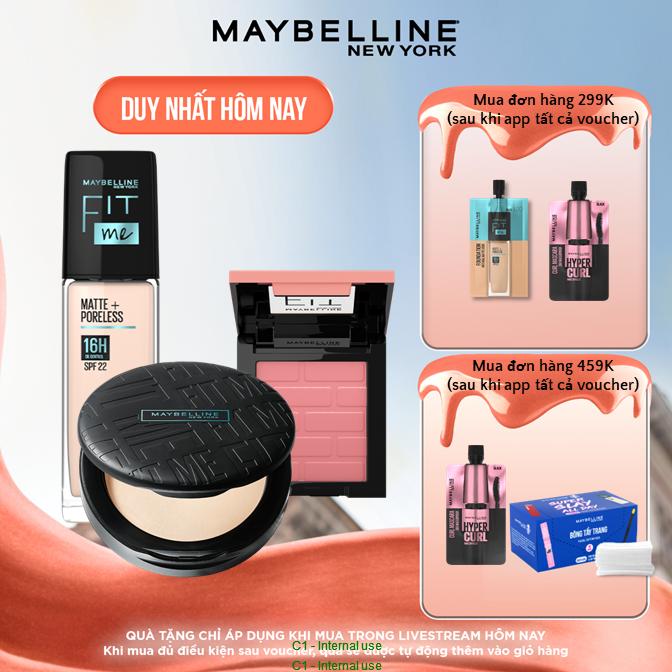 [Bộ trang điểm] Kem Nền Kiềm Dầu Fit Me 30ml, Phấn Phủ Kiềm Dầu Chống Nắng 6g và Phấn Má Hồng Mịn Nhẹ Tự Nhiên Fit Me Blush Maybelline New York 4.5g