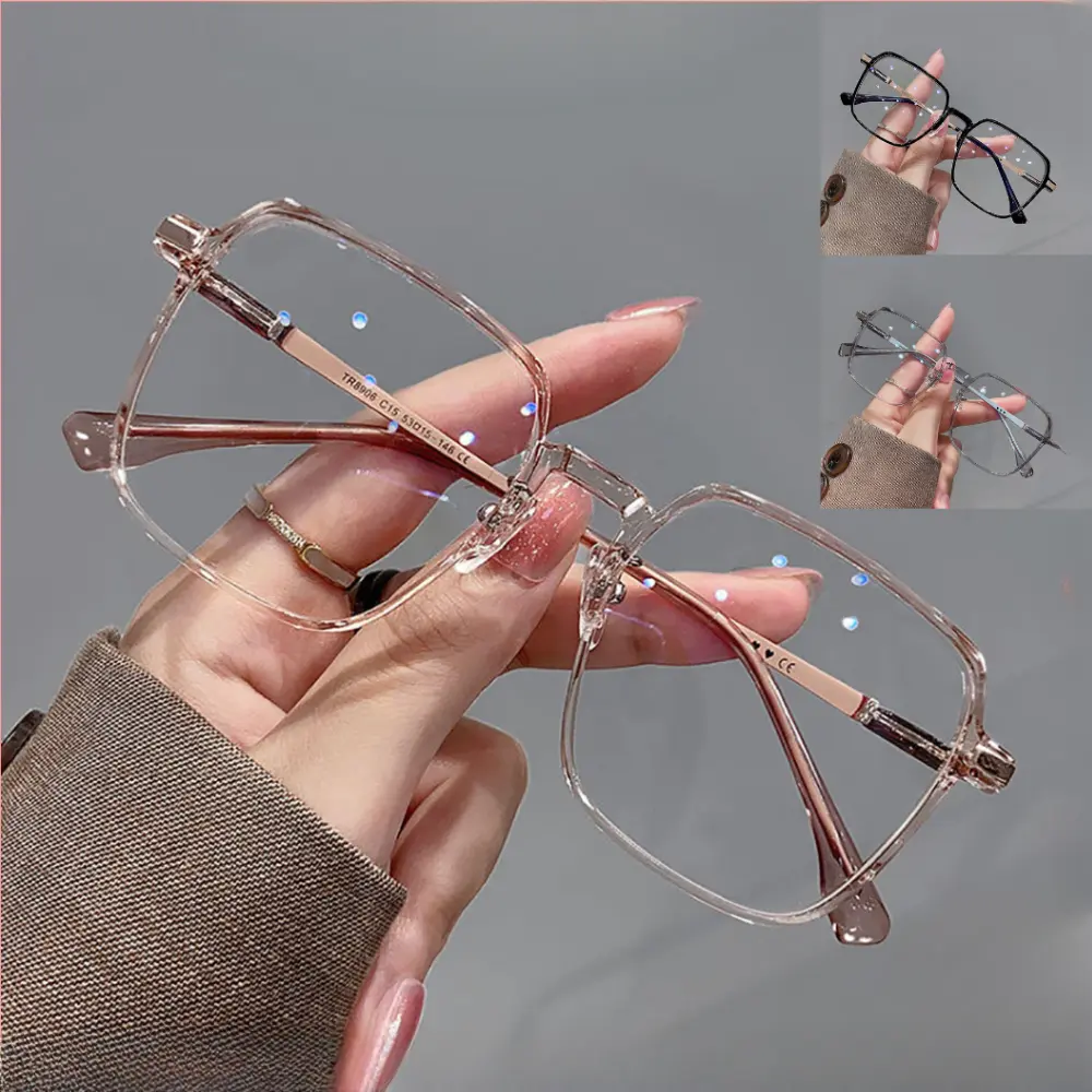 Cermin Mata Spek Fashion Anti Blue Light Spectacles Blocking Glasses Transparent Square Frame Spectacle