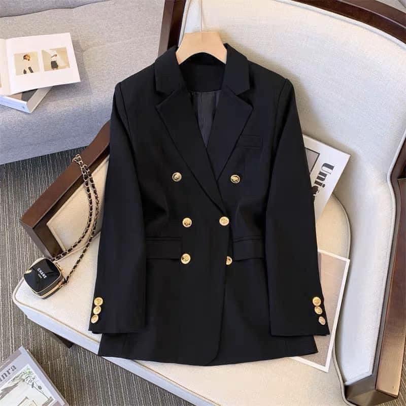 【hàng vừa về - Có Ảnh Thật  Áo Blazer Dáng Dài Cúc Đồng 2 Lớp Có Đệm vai , Áo Vest Dáng dài cho nữ, Áo Blazer QC