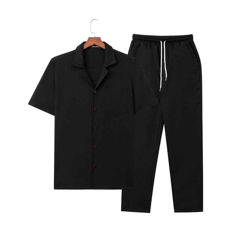 Quần Áo Nam Cổ Vest Tay Ngắn Quần Dài Đũi Mát Nhẹ Thấm Hút Mồ Hôi Tốt Thiết Kế Đơn Giản Màu Sắc Thanh Lịch