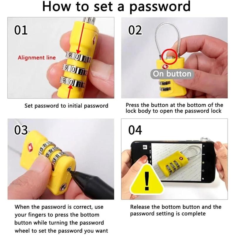 Product Introduction of Portable Password Lock, Changeable Password Lock, TSA Locks for Travel, Padlock for Cabinet, Locker, Gym, School, Suitcases, Baggage, Small Cabinets 3